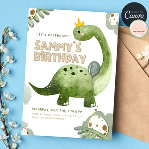 Editable Dinosaur Birthday Party Invitation Template, Dinosaur Birthday Invitation