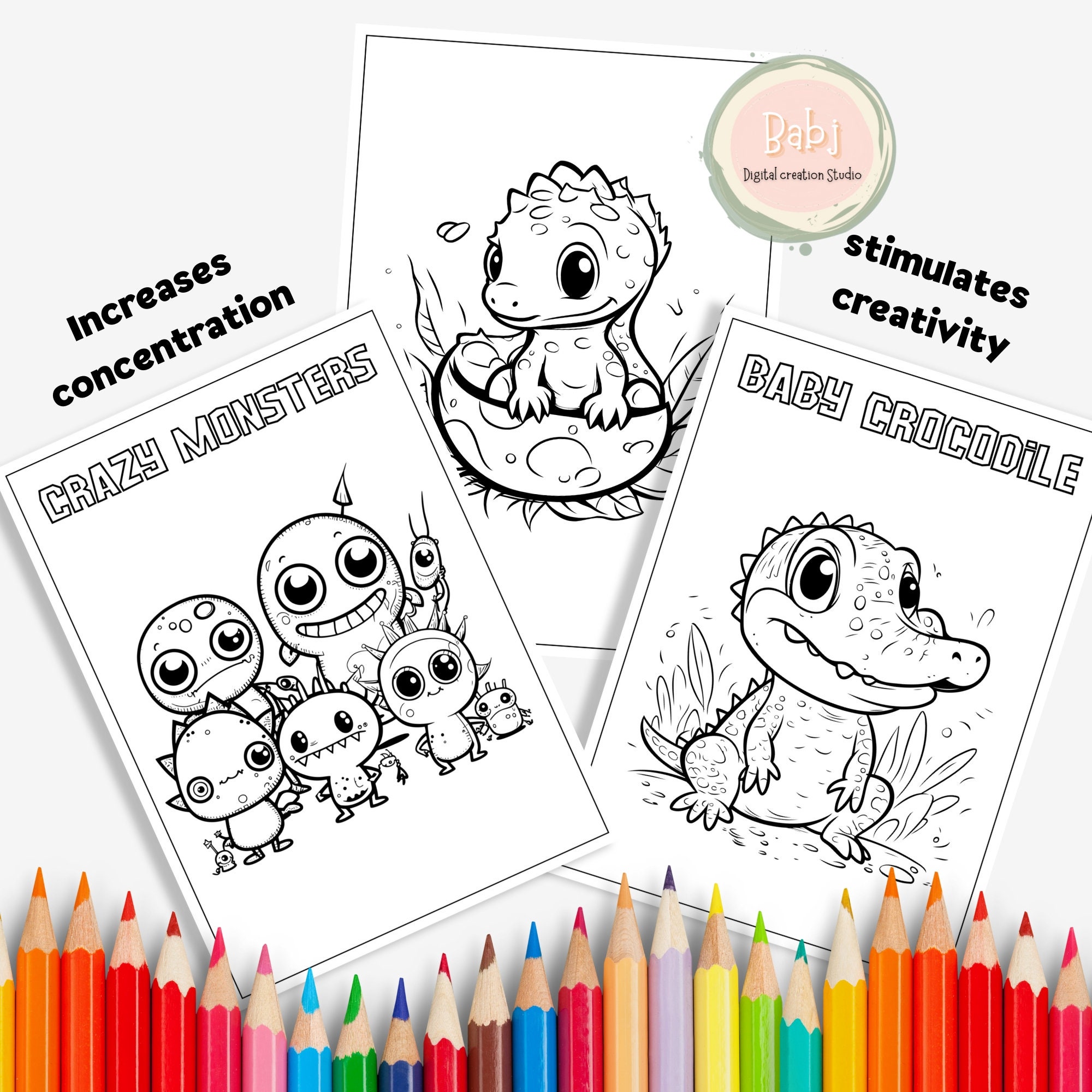 50 Kids Coloring Pages Printable Coloring Pages Kit for Kids Toddlers