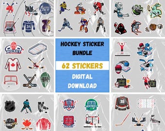 Hockey Sticker Bundle Digital Download - Ice Hockey Printable Stickers