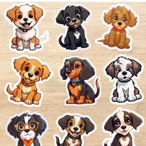 Druckbare Aufkleber Hund, Welpe Sticker Blatt, digitaler Download, Kawaii Hund Abziehbilder, Planer Aufkleber, Scrapbook Aufkleber