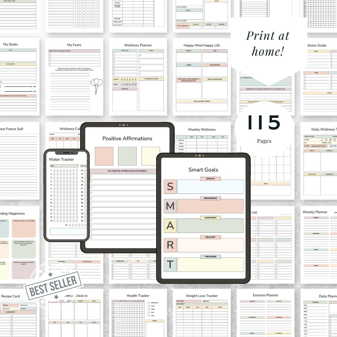 Self Care & Wellness Planner | Mental Health Journal | Digital PDF - Etsy