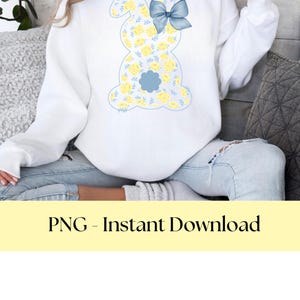 Floral Bunny PNG, Cute Rabbit Clipart, Spring Bunny Digital Download, Watercolor Bunny Art, Easter Bunny Sublimation
