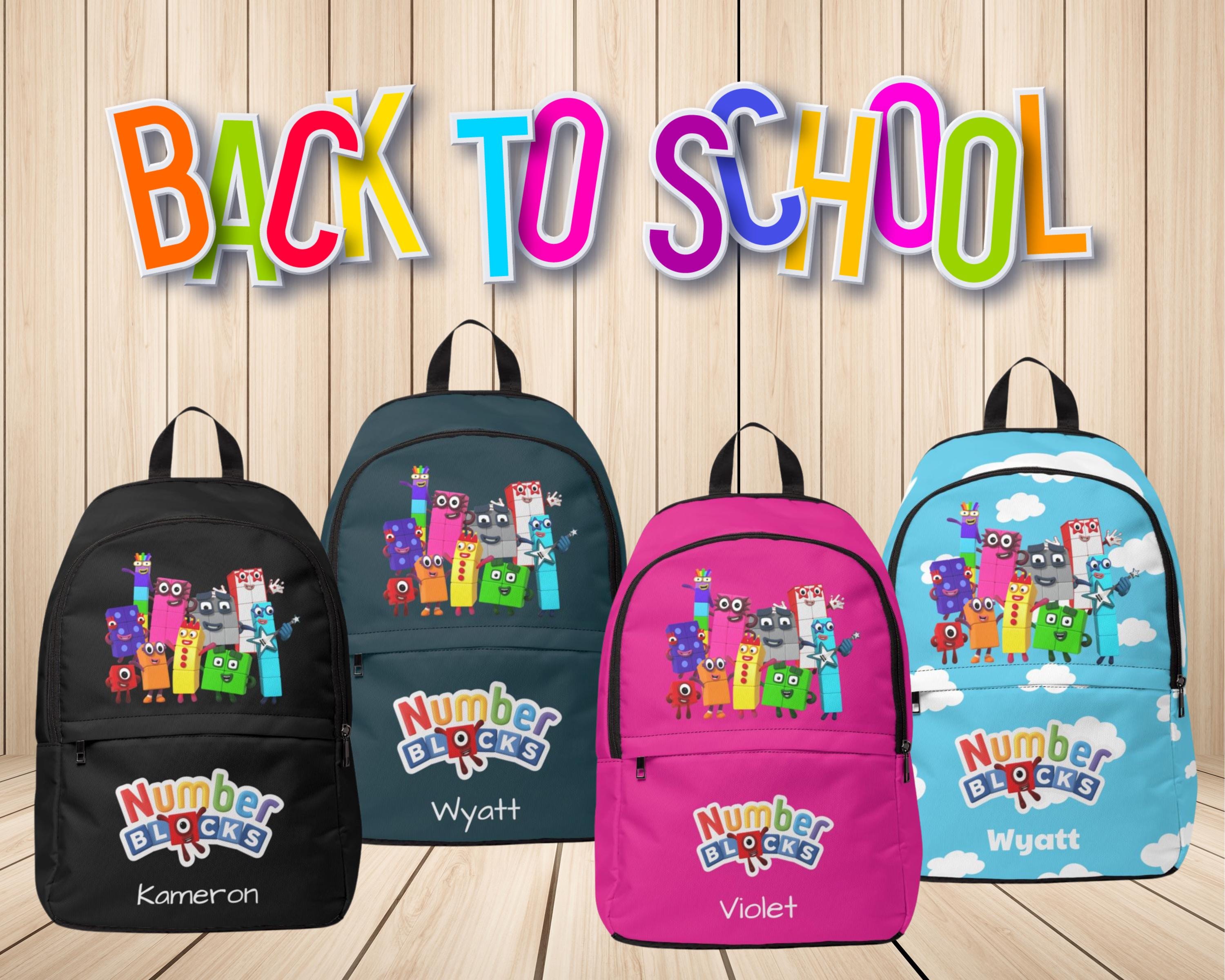 Number Blocks Unisex Fabric Backpack, Kids School Bag, Personalized Book Bag, Fun Travel Backpack, Cartoon Character Backpack