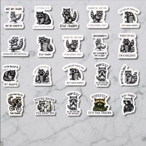 Funny Raccoon Digital Sticker Bundle | Cute Trash Panda Clipart | Digital Download | 25 Cartoon Raccoon Stickers