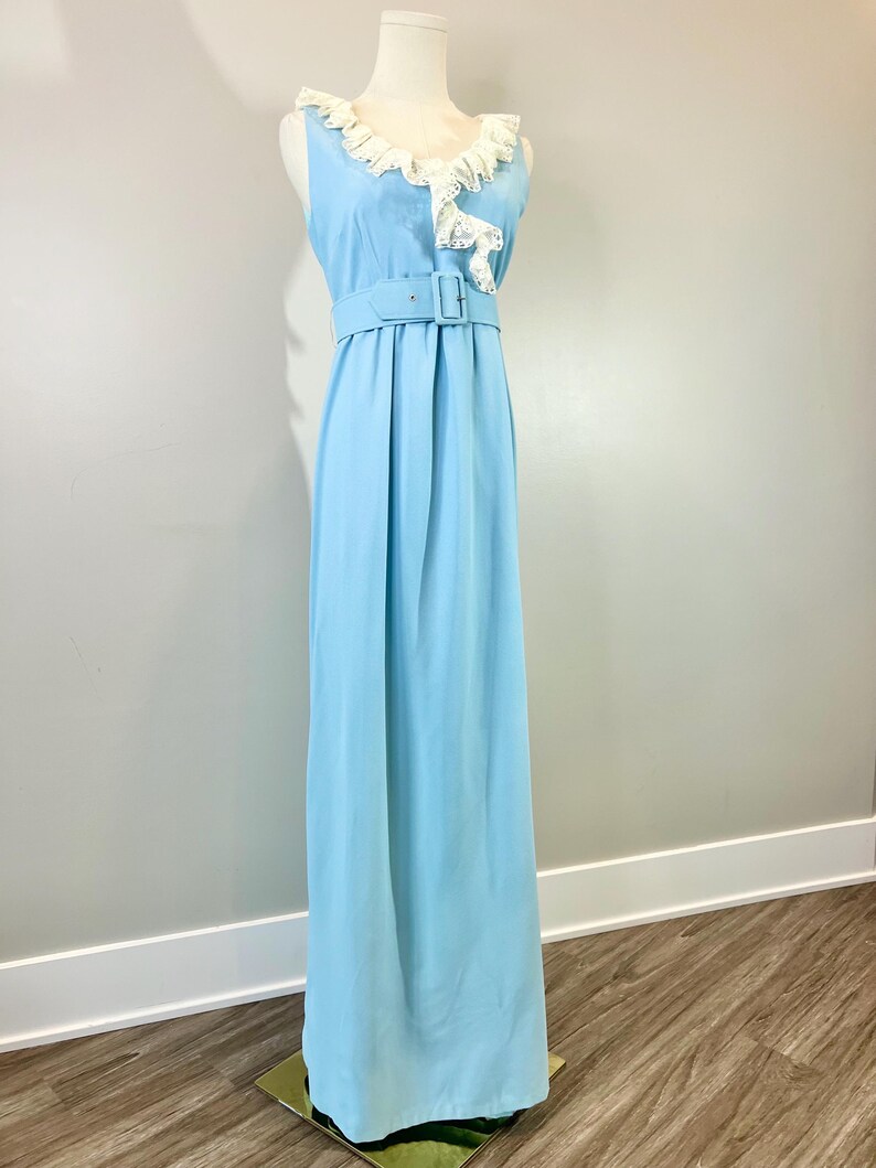 1960s Blue Maxi Dress with Keyhole Bust main image 1