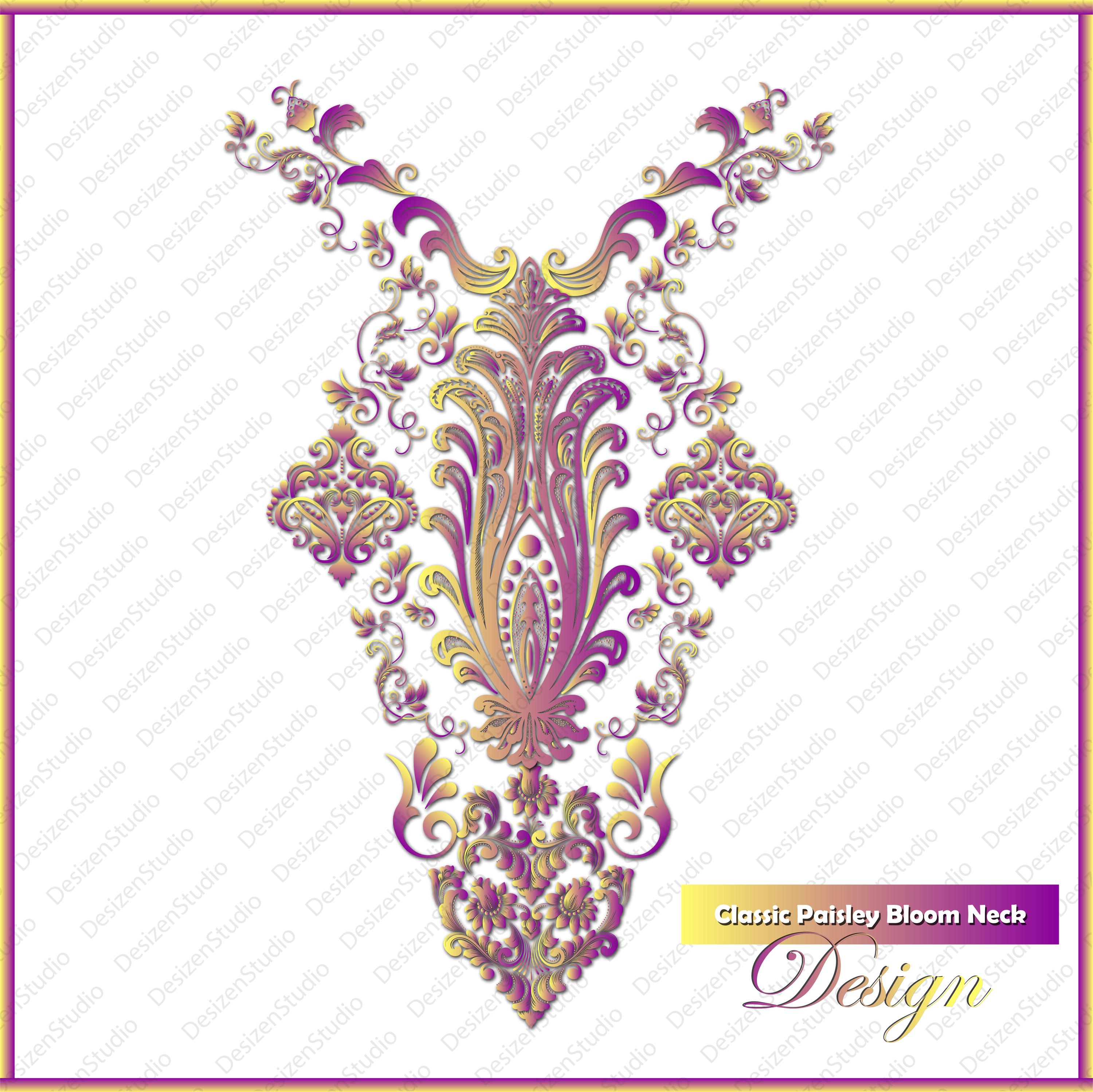 Neck Embroidery Design Clipart Bundle, Fashion Illustration, Neckline ...