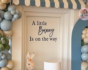 A Little Bunny is on the Way Baby Shower Party Backdrop Sign,Gender Reveal Girl or Boy,Easter Baby,Baby Shower backdrop,Easter theme decor