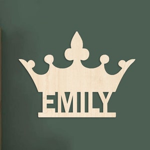Cartello con nome personalizzato a forma di corona da principessa, decorazione in legno per cameretta dei bambini, regalo per bambina, decorazione da principessa, arte murale per bambini, regalo di Natale per bambini, corona con nome per bambini