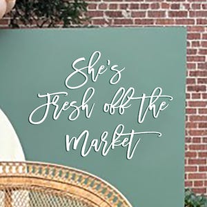 Placa de fundo para festa "Ela acabou de sair do mercado", decoração de fundo para chá de panela, decoração de centro de mesa, decorações para festa, letras para noivas