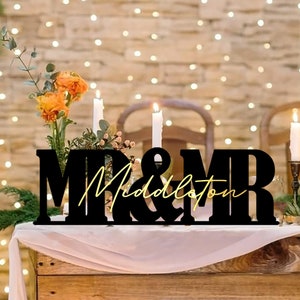Letrero de boda "Sr. y Sr. Gay", centro de mesa personalizado para boda, decoración de mesa para boda, carta independiente de "Novio", regalos para pareja gay