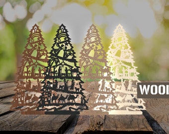Nativity Scene Christmas Tree Sign,Nativity Tree sign,Holy Night Tabletop,Jesus Wood Freestanding,Nativity Decor,Christian Christmas Gift