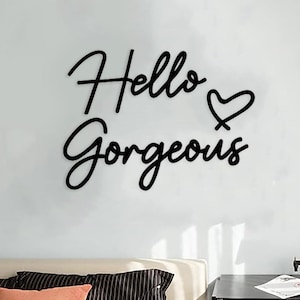 Hello Gorgeous wooden wall sign, Wood Sign Teen Girls Room Decor,beauty Salon Decor Bathroom Sign, Salon Sign, Bridal Shower wall Decor gift