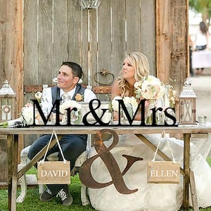Placa de casamento Mr & Mrs, placa de casamento de mesa superior, decoração de mesa de casamento, placa de casamento Mr Mrs, placa de carta autônoma de amor, decoração de mesa, casamento