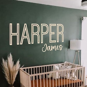 Letrero de nombre de madera personalizado, arte de pared de guardería, letras de madera personalizadas, recorte de palabra de nombre, decoración de guardería personalizada, arte de pared sobre cuna, letras de guardería