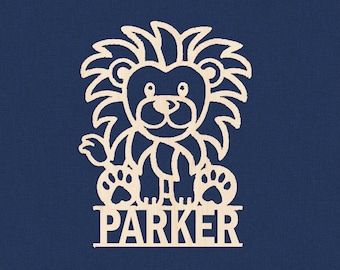 Cute Lion King Custom Name Sign,Wood Safari Nursery Decor,Animal Theme Wooden Kids Name Sign,jungle Nursery Wall Art,kids christmas gift