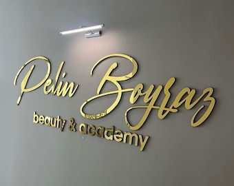 Personalized Acrylic mirror Business Wall Sign, Custom Acrylic business logo sign, beauty Salon Sign,Business Signboard,modern office gifts