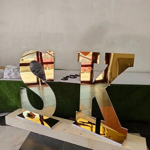 Letras independientes de acrílico con espejo para decoración de fiestas, letras grandes para fondo de fotos de bodas, letrero para fondo de baby shower de cumpleaños