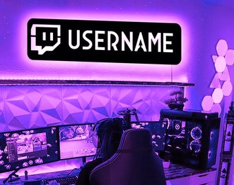 Custom Twitch Username Neon Led Wall Sign,Custom gamer tag led sign for instagram tiktok youtube,Gift for Gamers ,Gaming Room Wall Decor,