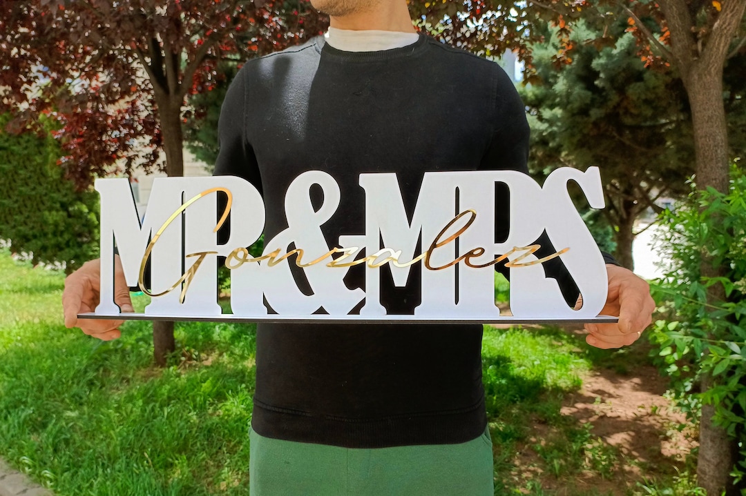 Mr & Mrs Wedding Sign,wedding Centerpiece Top Table Sign,wedding Table ...