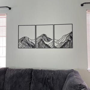 Mountain Wall Art Wood, Geometric Mountains, Mountain Wall Decor,Mountains Panel Wall Art,Natural Above Bed Wall Decor,christmas gift,xmas