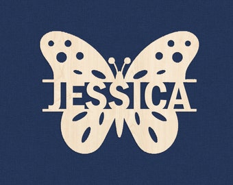Letrero con nombre personalizado de mariposa, decoración de mariposa de madera para guardería, regalo para guardería de niña, decoración de mariposa, arte de pared para guardería de niños, regalo de Navidad para niños