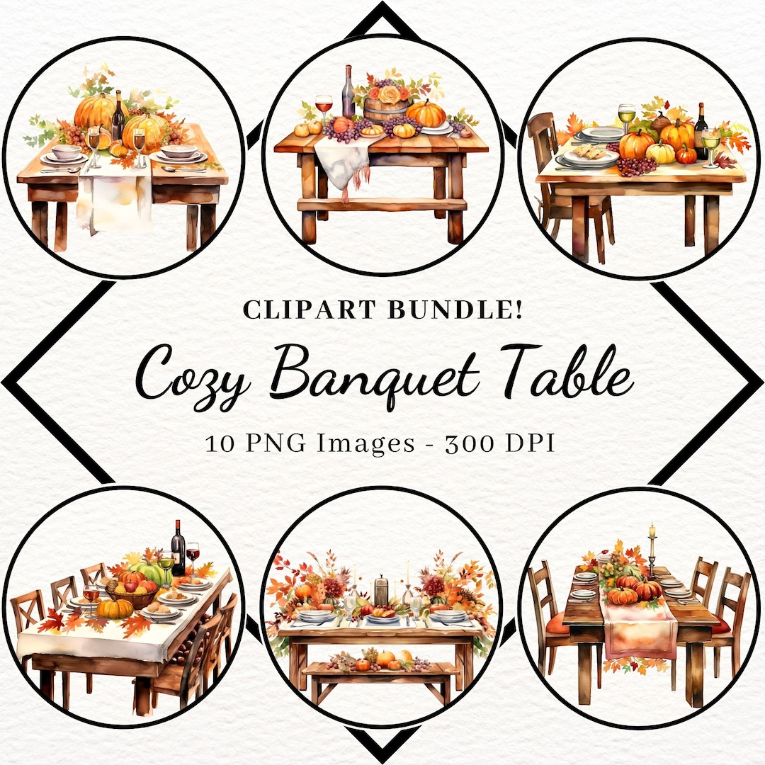 Cozy Banquet Table Clipart 10 High-quality Pngs Autumn Table - Etsy