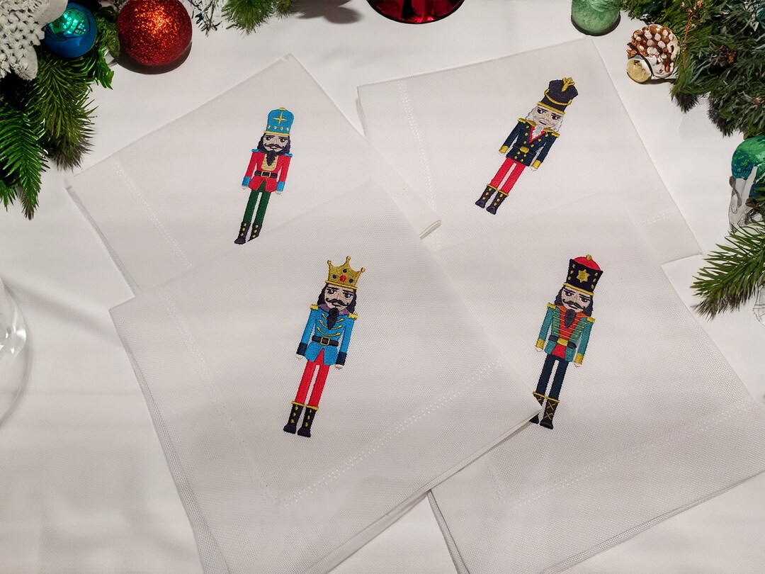 Christmas Nutcracker Napkin Set, Christmas Cloth Napkin, Noel