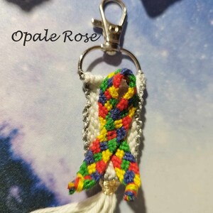 ASD Autism Awareness ribbon mounted on a key ring with carabiner Christmas gift Pleasure of giving