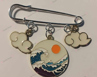 Hokusais Kanagawa-Wellenbrosche mit 2 Wolken - Japan
