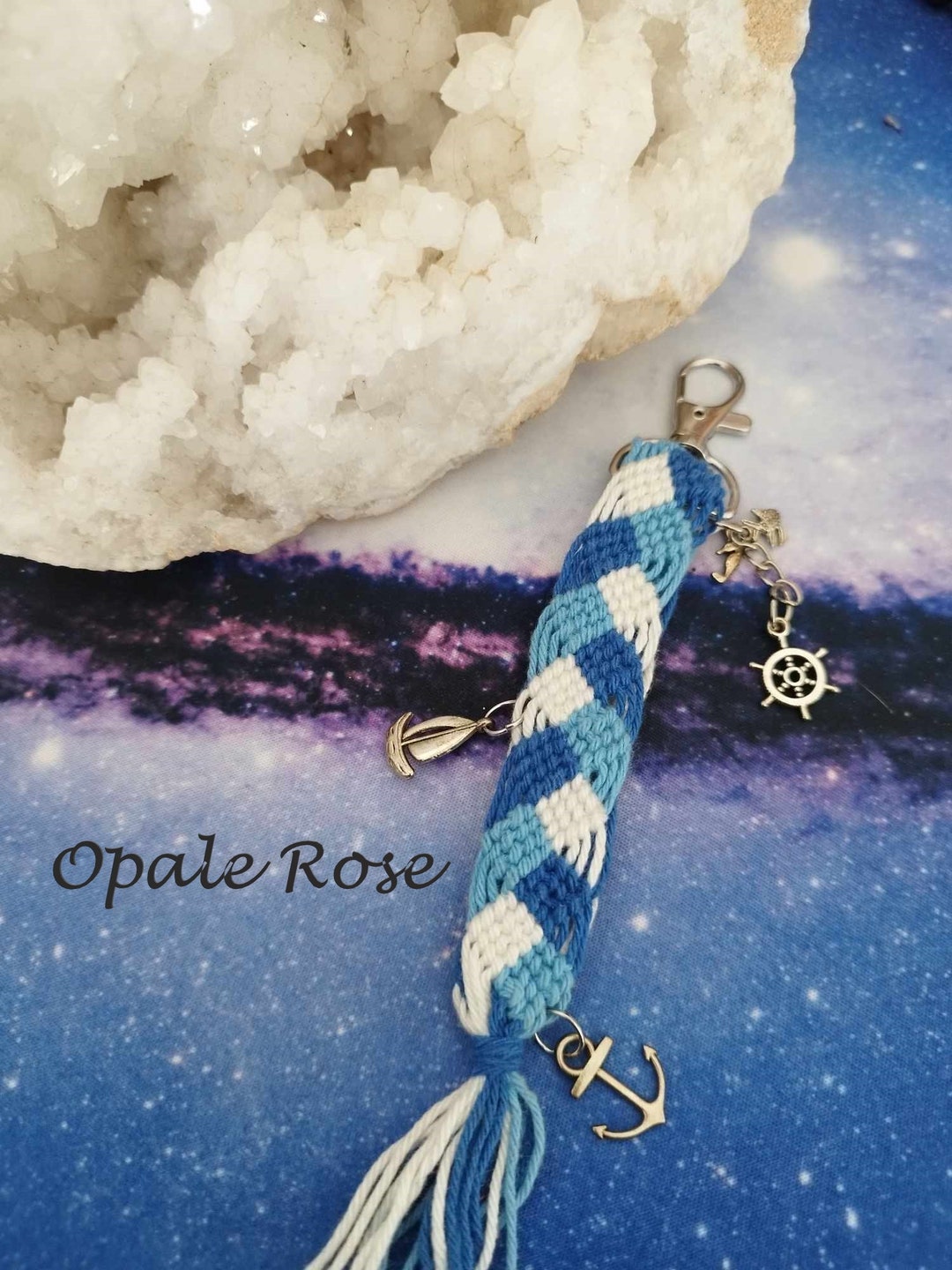 Thread Name Keychain Woven Cotton Thread Bag Charm Keychain With Ocean and Boat Themed ...
