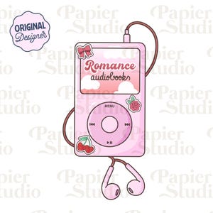 Romans Audiobook Ipod PNG SVG, Modny Książkowy Clipart, Projekt Naklejek, Modna Estetyka dla Miłośników Książek, Komercyjny Plik Cięcia