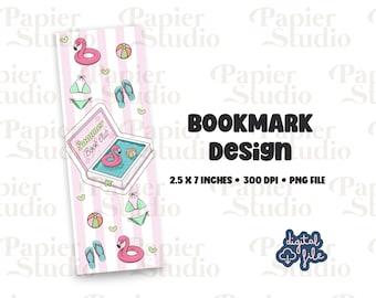 Summer Book Club Bookmarks Design PNG, Cute Book mark, Aesthetic Trendy Printable bookmark for Commercial use, Summer Read Bookmark Png