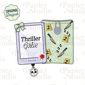 Thriller & True Crime Girlie PNG SVG, Bookish clipart, Designs for Stickers, Trendy for Book Lovers, Commercial Use, Kindle Girly Png