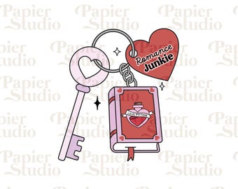 ROMANCE Junkie PNG SVG, Trendy Cute Bookish clipart, Popular Designs for Stickers, Bookmark, Shirt, Keychain & Mugs, Commercial Use Cut File