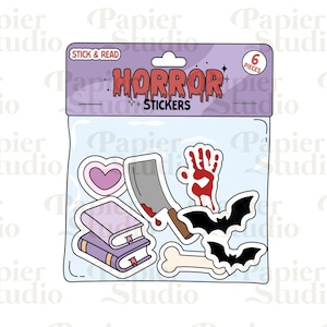 Horror Bookish Stickers PNG, Cute Trendy Aesthetic True Crime, Thriller Horror Bookish png, Design for Stickers, Bookmarks, Commercial Use