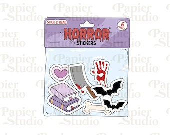Horror Bookish Stickers PNG, Cute Trendy Aesthetic True Crime, Thriller Horror Bookish png, Design for Stickers, Bookmarks, Commercial Use