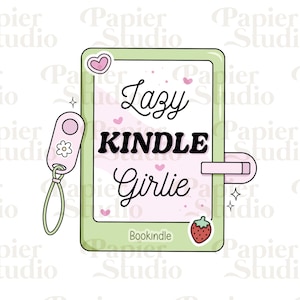 Kindle Girlie PNG SVG paresseux, clipart livresques mignons, conceptions pour autocollants, signet de bibliophile, usage commercial, esthétique tendance pour les amateurs de livres
