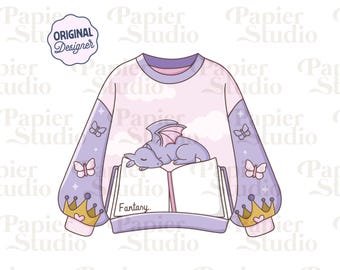 Fantasy Pullover PNG SVG, Bücherwurm Clipart, niedlicher vierter Flügel-Drache png, Designs für Aufkleber, Trendy für Buchliebhaber Kommerzielle Nutzung Design