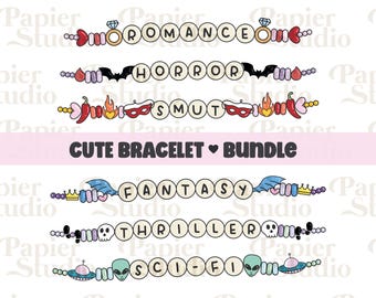 Lindo paquete de pulseras BOOKISH PNG SVG, imágenes prediseñadas de libros de moda, diseño para calcomanías, marcadores, camisetas, tazas, jarras y llaveros, uso comercial