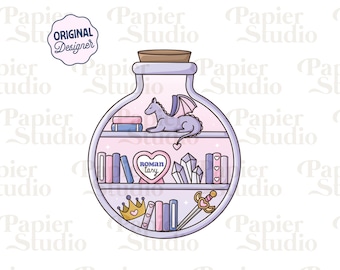 Romantasy Bookshelf PNG SVG, Cute Trendy Bookish Clipart, Kindle Sticker Design, Booklover Commercial Use Cut File, Romantasy Book Lover