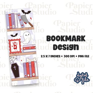 Horror & True Crime Bookshelf Bookmarks Design PNG, Trendy printed bookmark, Cute Bookish Book mark, Printable book marks for Commercial use