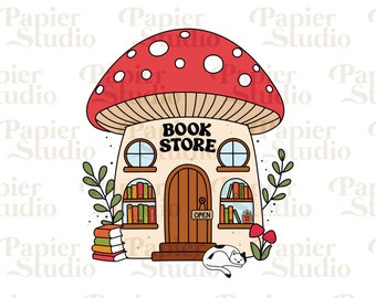 LIBRERÍA DE HONGOS PNG SVG, PNG de libros, Clipart de libros, Diseños para calcomanías, marcadores, camisetas, tazas y llaveros Libbey, clipart de hongos
