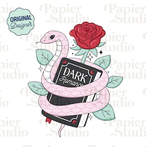 Dark Romance PNG SVG, słodkie modne cliparty książkowe, projekt naklejki Kindle, plik do cięcia Booklover Commercial Use, projekt Darkromance Book Lover