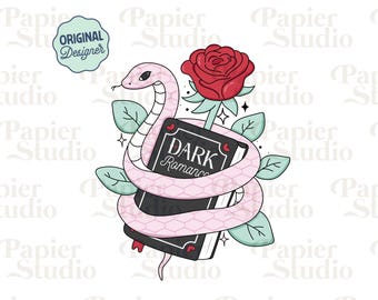 Dark Romance PNG SVG, Cute Trendy Bookish Clipart, Kindle Sticker Design, Booklover Commercial Use Cut File, Darkromance Book Lover Design