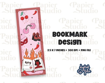 Spicy Book Club Bookmark Design, PNG File, Aesthetic Smutty bookmark, Cute Book mark, Printable bookmark for Commercial use, Spicy bookmark