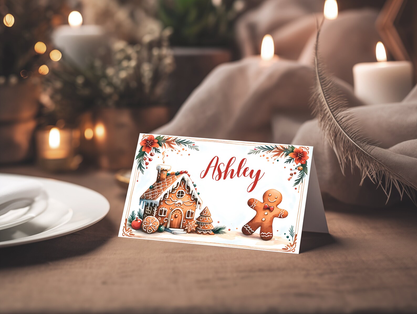 Christmas Name Cards, Christmas 2023, Name Place Card, Printable Name Card, Editable Name Tags