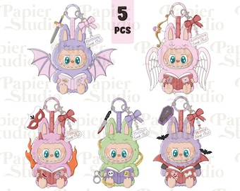 Bookish Trinket Doll Bundle PNG SVG, Cute Bookish clipart, Designs for Stickers, Booklover png, Commercial Use Trendy for Book Lovers Png