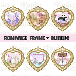 Romanze Buch Tropen Rahmen Bundle PNG SVG, Bookish Clipart, Design für Aufkleber, trendige Ästhetik für Buchliebhaber, Design für den kommerziellen Gebrauch