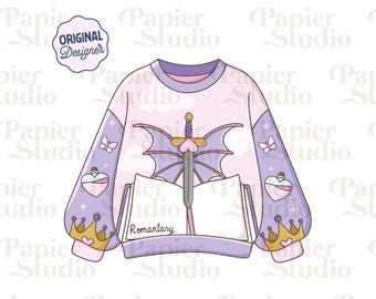 Romantasy Sweater PNG SVG, Cute Trendy Bookish Clipart, Kindle Sticker Design, Booklover Commercial Use Cut File, Romantasy Book Lover