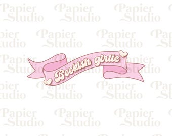 BOKLIG Girlie PNG SVG, söt boklig Clipart, Kindle-klistermärkesdesign, klippfil för kommersiellt bruk, trendig estetik för bokälskare Artsi Designs